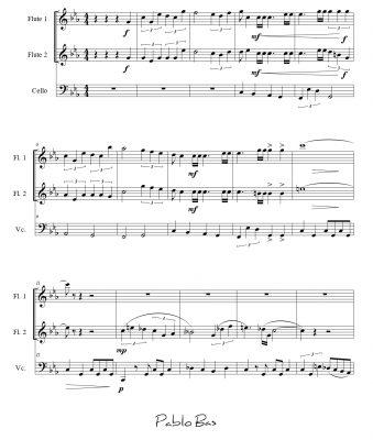 Als Beduins - Partitura GRATIS en PDF para Trío de Cámara 2 flautas y violonchelo.